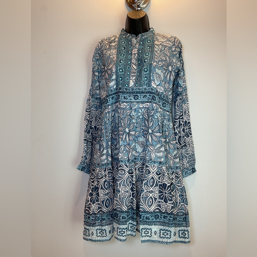 Bella Tu Nickiβ Blue Block Print Mini Dress Size XS NWT - Picture 3 of 9